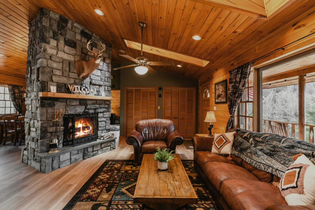 cabin coffee table vignette cozy rustic styling ideas