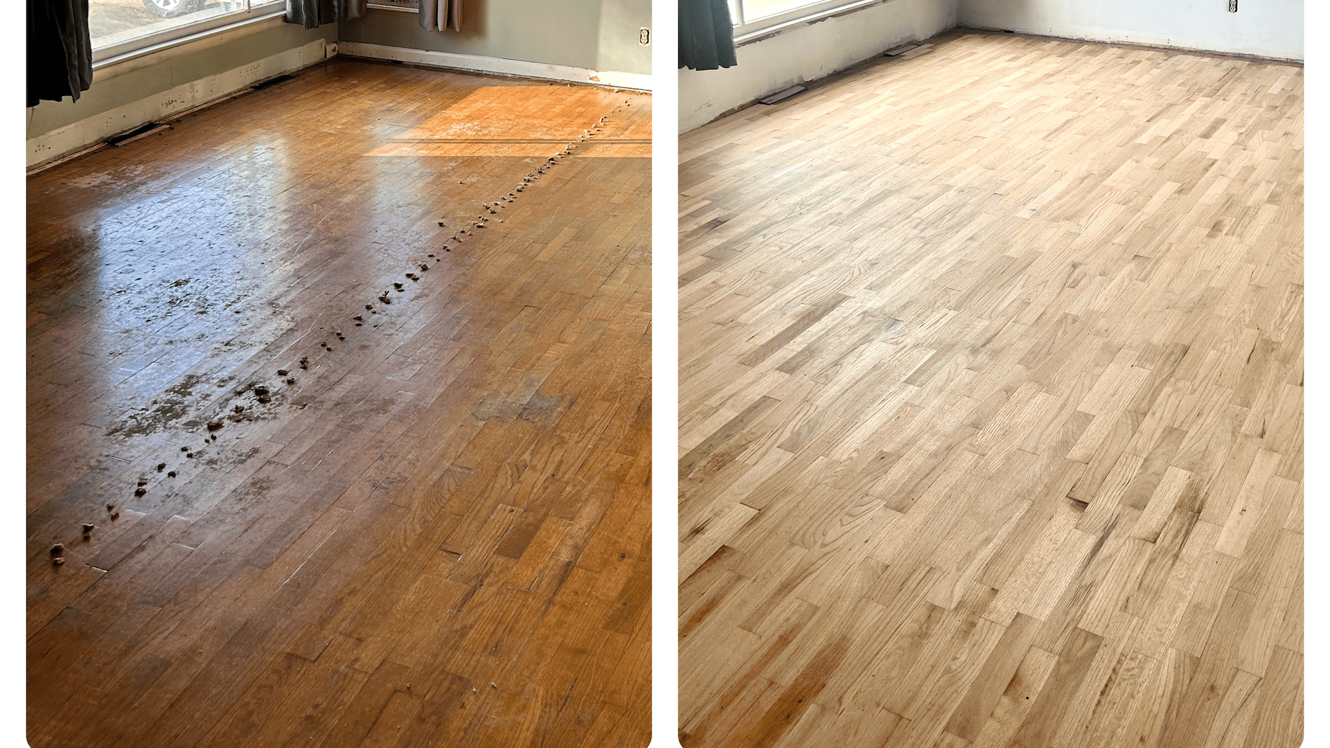 Refinishing Hardwood Flooring Before and After