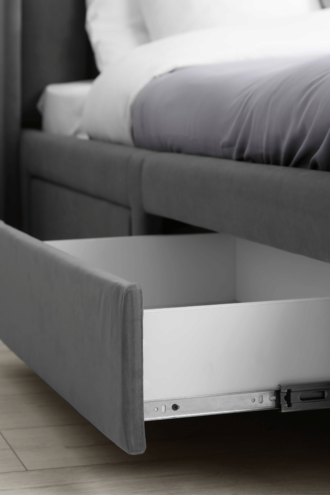 under-bed shoe storage drawer in small bedroom — organize shoes in small spaces